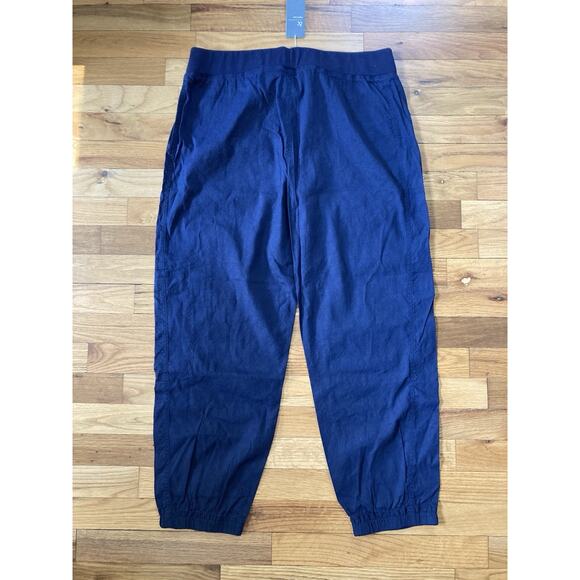 Eileen Fisher Organic Linen Viscose Stretch Cargo Ankle Pant Midnight Blue Med - Picture 9 of 9
